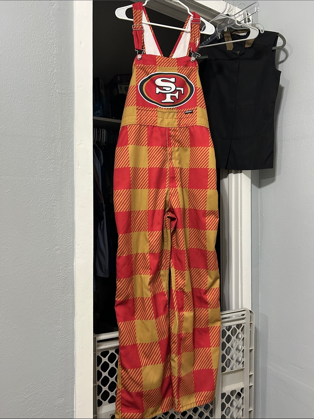 San Francisco 49ers Red & Gold Plaid Overalls